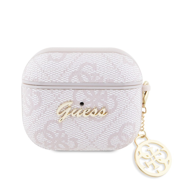 Bal-z Apple Airpods 3.Nesil Kılıf Guess Orjinal Lisanslı 4G Desenli Metal Script Logolu 4G Charm PU Deri Kapak