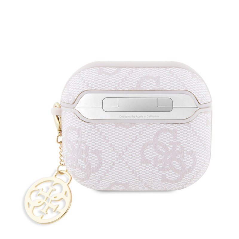 Bal-z Apple Airpods 3.Nesil Kılıf Guess Orjinal Lisanslı 4G Desenli Metal Script Logolu 4G Charm PU Deri Kapak