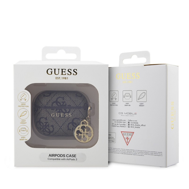 Bal-z Apple Airpods 3.Nesil Kılıf Guess Orjinal Lisanslı PU Deri 4G Desenli 4G Sade Askılı Kılıf