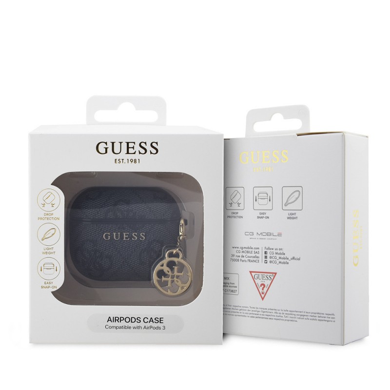 Bal-z Apple Airpods 3.Nesil Kılıf Guess Orjinal Lisanslı PU Deri 4G Desenli 4G Sade Askılı Kılıf