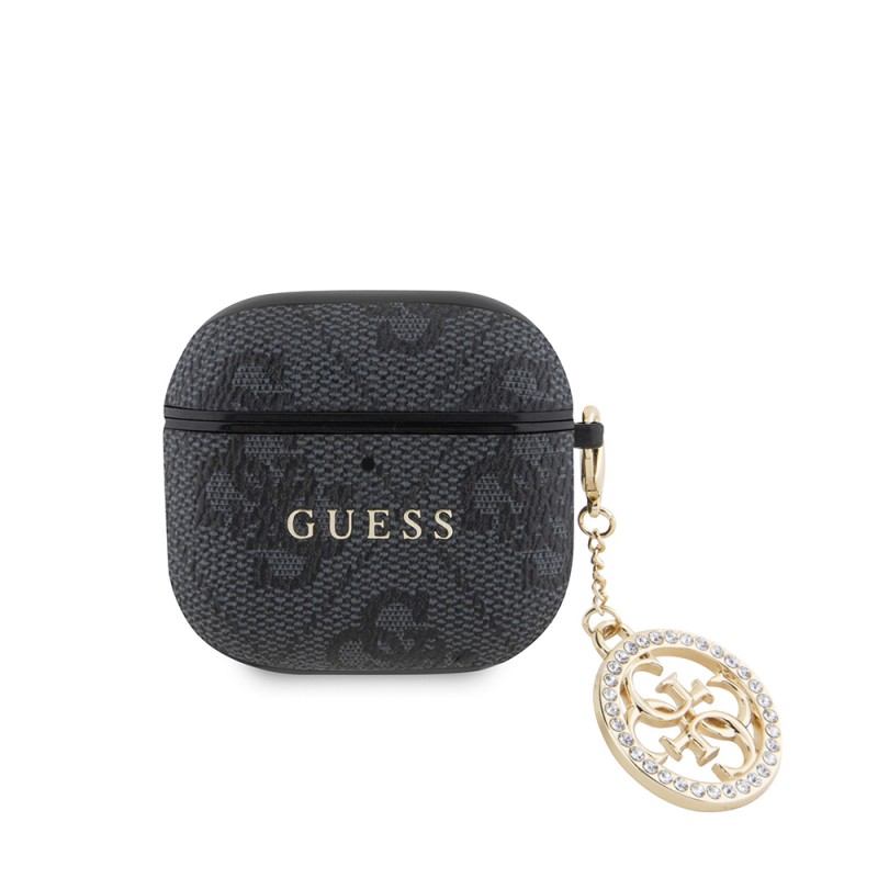 Bal-z Apple Airpods 4 Kılıf Guess Orjinal Lisanslı 4G Desenli Taşlı 4G Süs Zincirli Kapak
