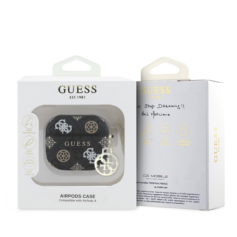 Bal-z Apple Airpods 4 Kılıf Guess Orjinal Lisanslı 4G Desenli Yazı Logolu Peony Kapak