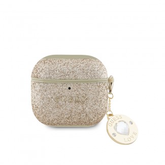 Apple Airpods 4 Kılıf Guess Orjinal Lisanslı Glitter Elmas Kalp Süs Zincirli Kapak Apple Airpods 4 Kılıf Guess Orjinal Lisanslı Glitter Elmas Kalp Süs Zincirli Kapak