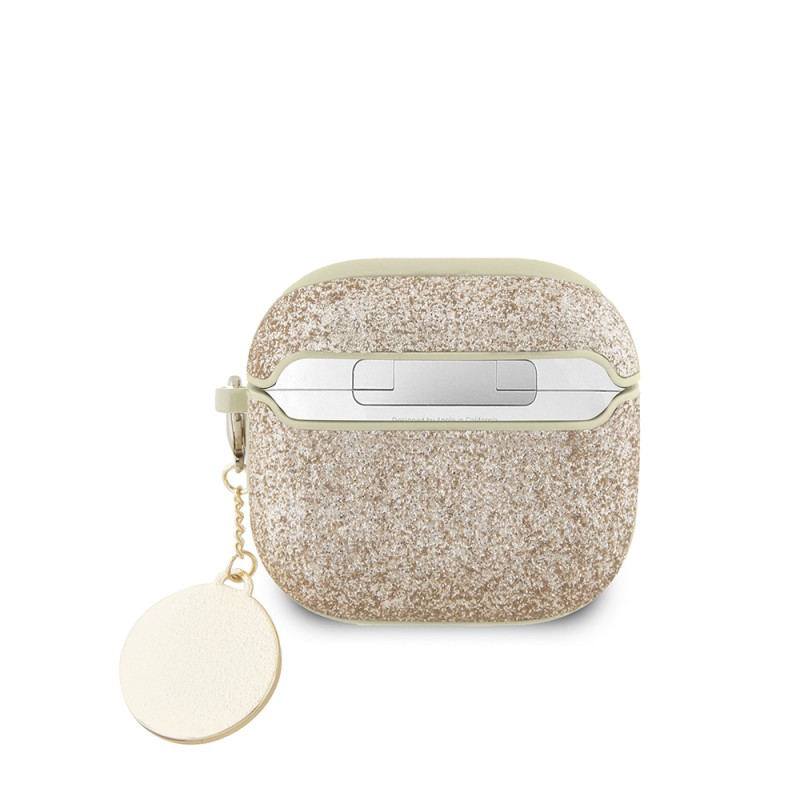 Bal-z Apple Airpods 4 Kılıf Guess Orjinal Lisanslı Glitter Elmas Kalp Süs Zincirli Kapak