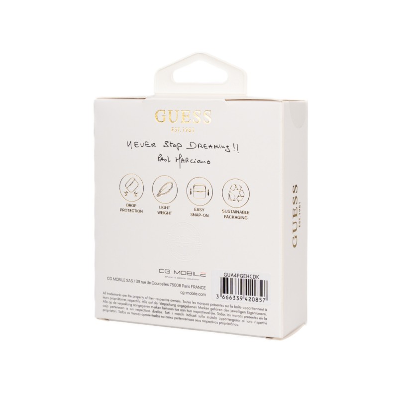 Bal-z Apple Airpods 4 Kılıf Guess Orjinal Lisanslı Glitter Elmas Kalp Süs Zincirli Kapak