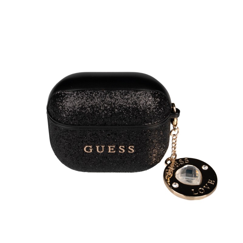 Bal-z Apple Airpods 4 Kılıf Guess Orjinal Lisanslı Glitter Elmas Kalp Süs Zincirli Kapak