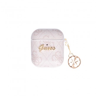 Apple Airpods Kılıf Guess Orjinal Lisanslı 4G Desenli Metal Script Logolu 4G Charm Sağdan Askılı PU Deri Kılıf Apple Airpods Kılıf Guess Orjinal Lisanslı 4G Desenli Metal Script Logolu 4G Charm Sağdan Askılı PU Deri Kılıf