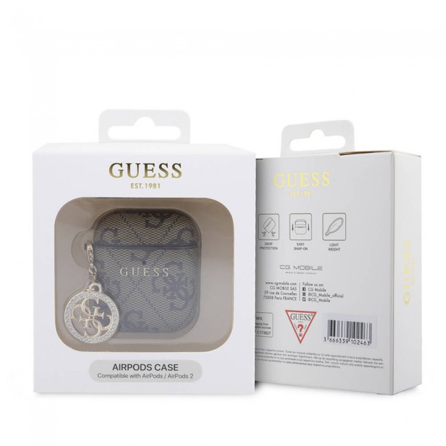 Apple Airpods Kılıf Guess Orjinal Lisanslı 4G Desenli Taşlı 4G Süs Zincirli Kapak Apple Airpods Kılıf Guess Orjinal Lisanslı 4G Desenli Taşlı 4G Süs Zincirli Kapak