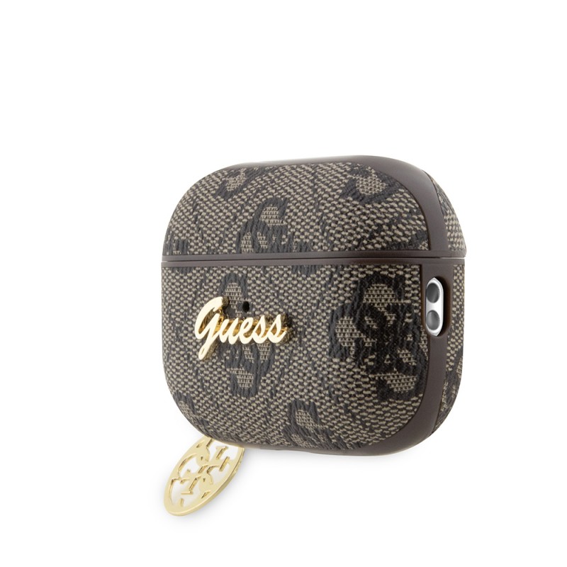 Bal-z Apple Airpods Pro 2 Kılıf Guess Orjinal Lisanslı 4G Desenli Metal Script Logolu 4G Charm PU Deri Kapak