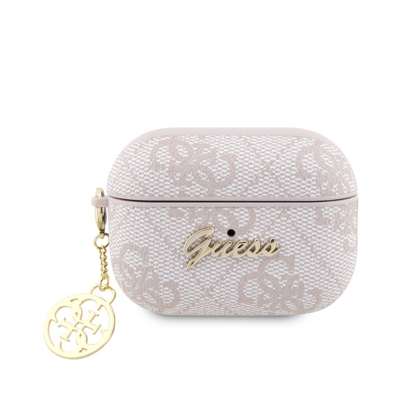 Bal-z Apple Airpods Pro 2 Kılıf Guess Orjinal Lisanslı 4G Desenli Metal Script Logolu 4G Charm PU Deri Kapak