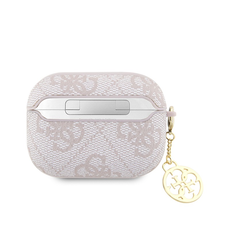 Bal-z Apple Airpods Pro 2 Kılıf Guess Orjinal Lisanslı 4G Desenli Metal Script Logolu 4G Charm PU Deri Kapak