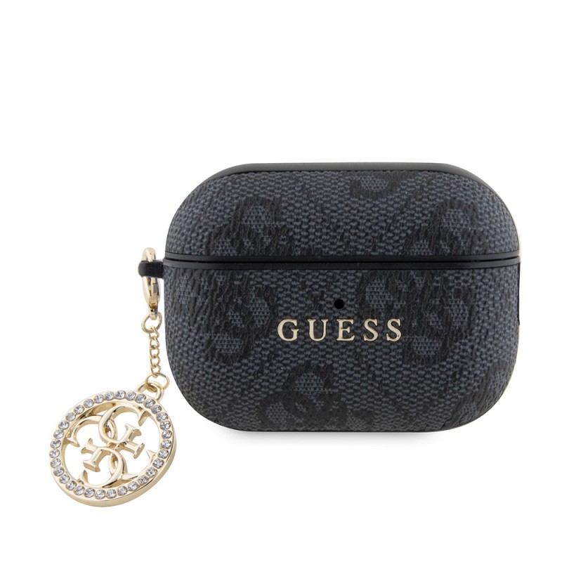 Bal-z Apple Airpods Pro 2 Kılıf Guess Orjinal Lisanslı 4G Desenli Taşlı 4G Süs Zincirli Kapak