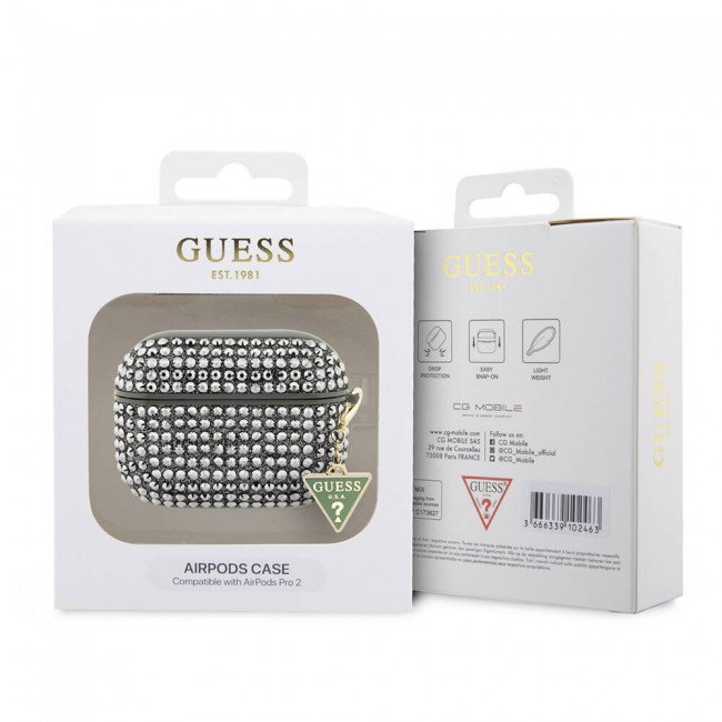 Apple Airpods Pro 2 Kılıf Guess Orjinal Lisanslı Parıltılı Taş Kaplamalı Üçgen Logo Süs Zincirli Kapak Apple Airpods Pro 2 Kılıf Guess Orjinal Lisanslı Parıltılı Taş Kaplamalı Üçgen Logo Süs Zincirli Kapak