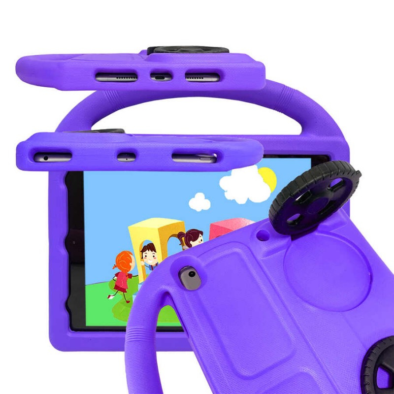 Bal-z Apple iPad 10.2 (9.Nesil)  Wheel Car Tekerlek Standlı Tablet Eva Silikon Kılıf