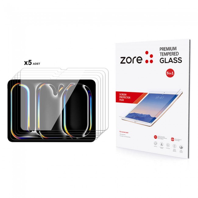 Apple iPad 11 Pro 2024 Zore 5in1 Tablet Temperli Cam Ekran Koruyucu Apple iPad 11 Pro 2024 Zore 5in1 Tablet Temperli Cam Ekran Koruyucu