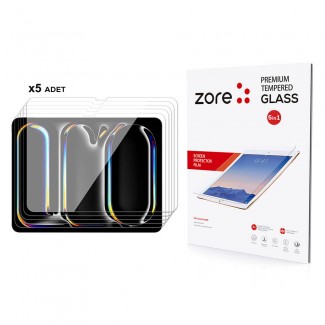 Apple iPad 13 Pro 2024 Zore 5in1 Tablet Temperli Cam Ekran Koruyucu Apple iPad 13 Pro 2024 Zore 5in1 Tablet Temperli Cam Ekran Koruyucu