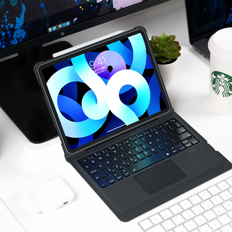 Bal-z Apple iPad Air 10.9 2022 (5.Nesil) Benks Multifunctional Kablosuz Klavyeli Kılıf