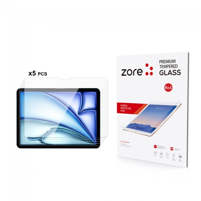 Apple iPad Air 11 2024 Zore 5in1 Tablet Temperli Cam Ekran Koruyucu Apple iPad Air 11 2024 Zore 5in1 Tablet Temperli Cam Ekran Koruyucu