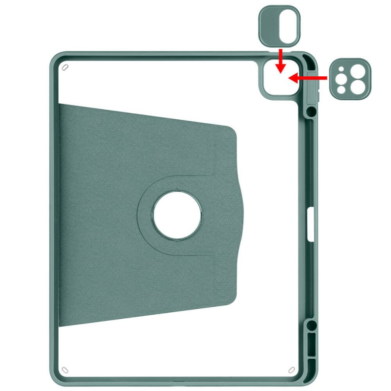 Bal-z Apple iPad Air 13 2024 Kılıf Zore Termik Kalem Bölmeli Dönebilen Standlı Kılıf