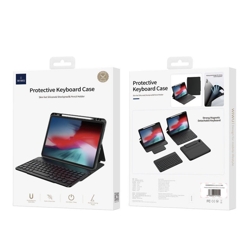 Bal-z Apple iPad Pro 11 2024 Wiwu Protective Gizli Kalem Bölmeli Klavyeli Kılıf