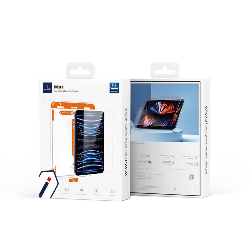 Bal-z Apple iPad Pro 12.9 2018 (3.Nesil) Wiwu Wi-GQ002 iVista 5 Katmanlı Temperli Cam Ekran Koruyucu + Kolay Uygulama Aparatı