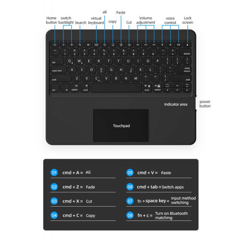 Bal-z Apple iPad Pro 12.9 2020 (4.Nesil) Benks Multifunctional Kablosuz Klavyeli Kılıf