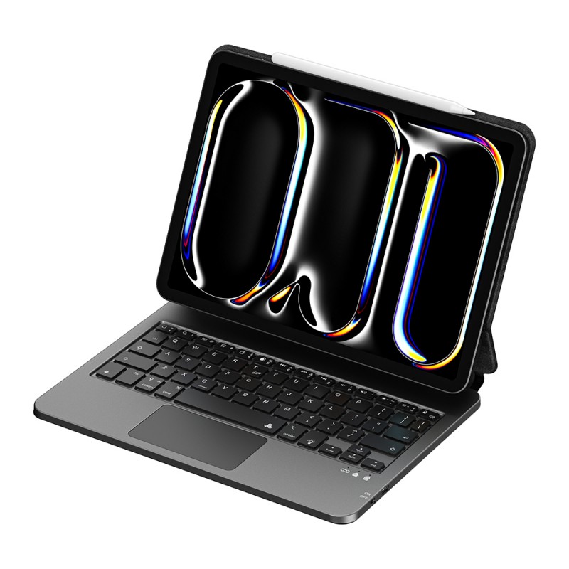 Bal-z Apple iPad Pro 12.9 2020 (4.Nesil) Wiwu MK-003 Gizli Kalem Bölmeli Klavyeli Standlı Kılıf