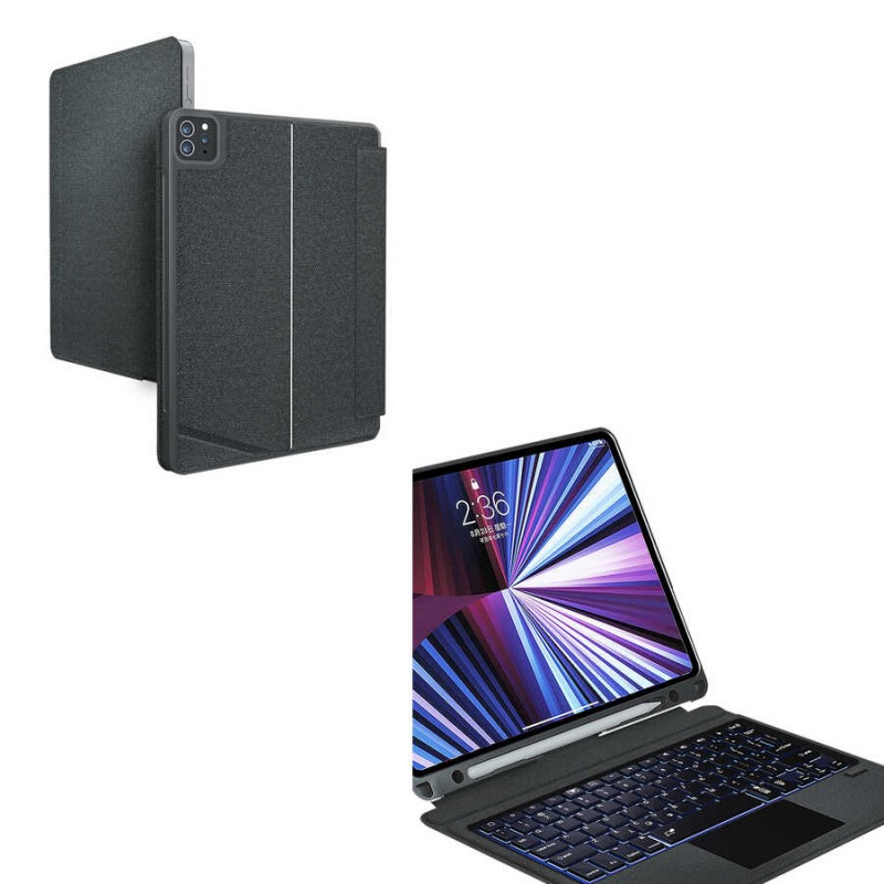 Bal-z Apple iPad Pro 12.9 2021 (5.Nesil) Wiwu Mag Touch Klavyeli Standlı Kılıf