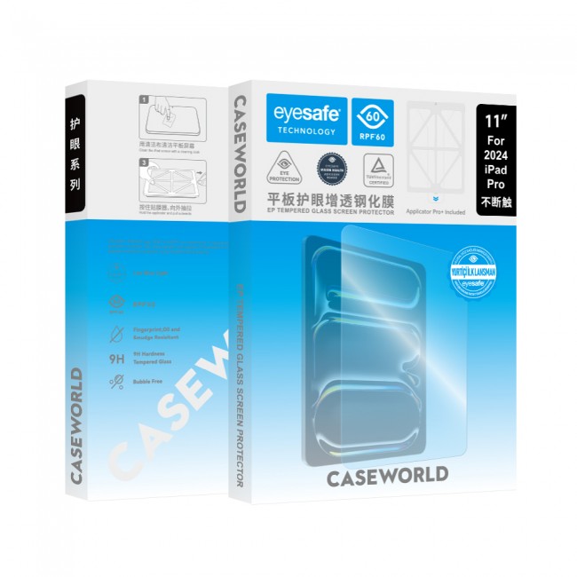Apple iPad Pro 13 2024 CaseWorld Eyesafe Mavi Işık Teknolojili Temperli Cam Ekran Koruyucu + Uygulama Aparatı Apple iPad Pro 13 2024 CaseWorld Eyesafe Mavi Işık Teknolojili Temperli Cam Ekran Koruyucu + Uygulama Aparatı