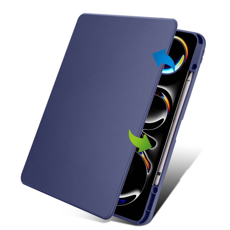 Bal-z Apple iPad Pro 13 2024 Kılıf Zore Termik Kalem Bölmeli Dönebilen Standlı Kılıf