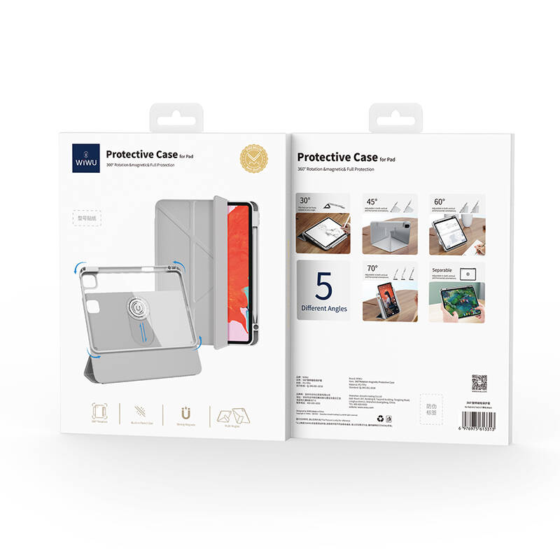 Bal-z Apple iPad Pro 13 2024 Wiwu 360° Dönebilen Standlı Magnetik Koruyucu Tablet Kılıfı