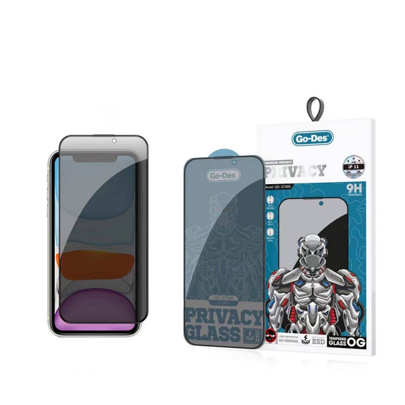 Bal-z Apple iPhone 11 Go Des 9D Full Cover Privacy Temperli Cam Ekran Koruyucu