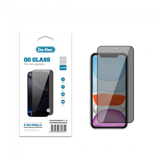 Apple iPhone 11 Go Des OG Glass Privacy Antistatik Temperli Cam Ekran Koruyucu Apple iPhone 11 Go Des OG Glass Privacy Antistatik Temperli Cam Ekran Koruyucu