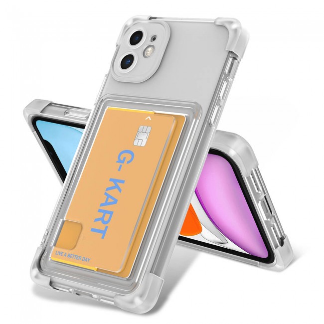 Apple iPhone 11 Kılıf Airbag Tasarımlı Şeffaf Kartlıklı Zore G-Kart Kapak Apple iPhone 11 Kılıf Airbag Tasarımlı Şeffaf Kartlıklı Zore G-Kart Kapak