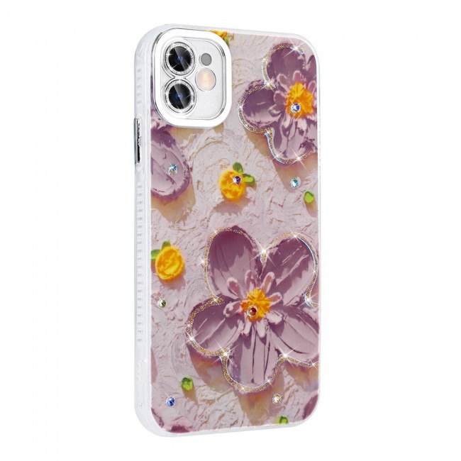 Apple iPhone 11 Kılıf Çiçek Desenli Parlak Taşlı Sert Silikon Zore Garden Kapak Apple iPhone 11 Kılıf Çiçek Desenli Parlak Taşlı Sert Silikon Zore Garden Kapak