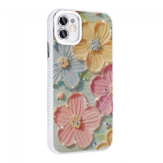Apple iPhone 11 Kılıf Çiçek Desenli Parlak Taşlı Sert Silikon Zore Garden Kapak Apple iPhone 11 Kılıf Çiçek Desenli Parlak Taşlı Sert Silikon Zore Garden Kapak