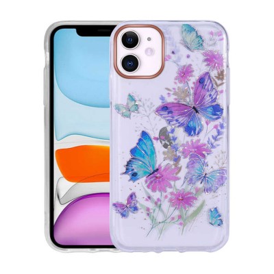 Bal-z Apple iPhone 11 Kılıf Desenli Simli Sert  İnka Kapak