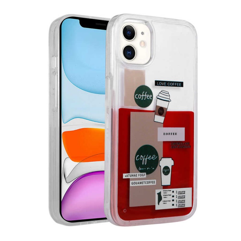 Bal-z Apple iPhone 11 Kılıf Desenli Sıvılı  Drink Silikon Kapak