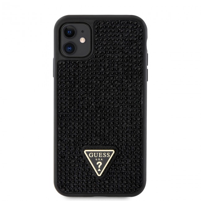 Apple iPhone 11 Kılıf Guess Orjinal Lisanslı Taşlı Arka Yüzey Üçgen Logolu Kapak