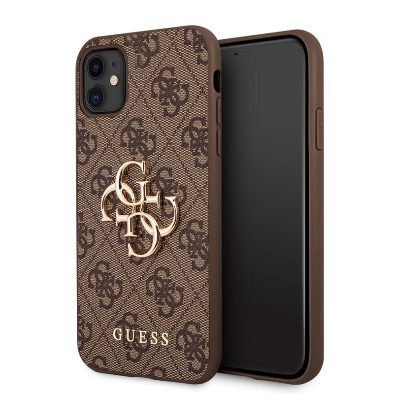 Bal-z Apple iPhone 11 Kılıf Guess PU Deri Büyük Metal Logo Dizaynlı Kapak
