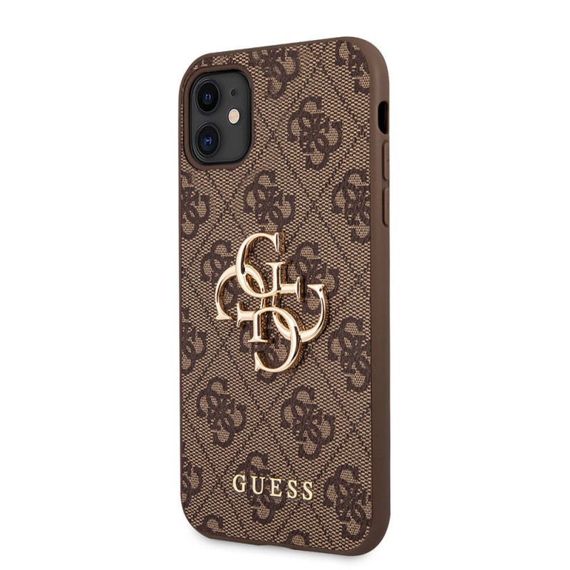 Bal-z Apple iPhone 11 Kılıf Guess PU Deri Büyük Metal Logo Dizaynlı Kapak