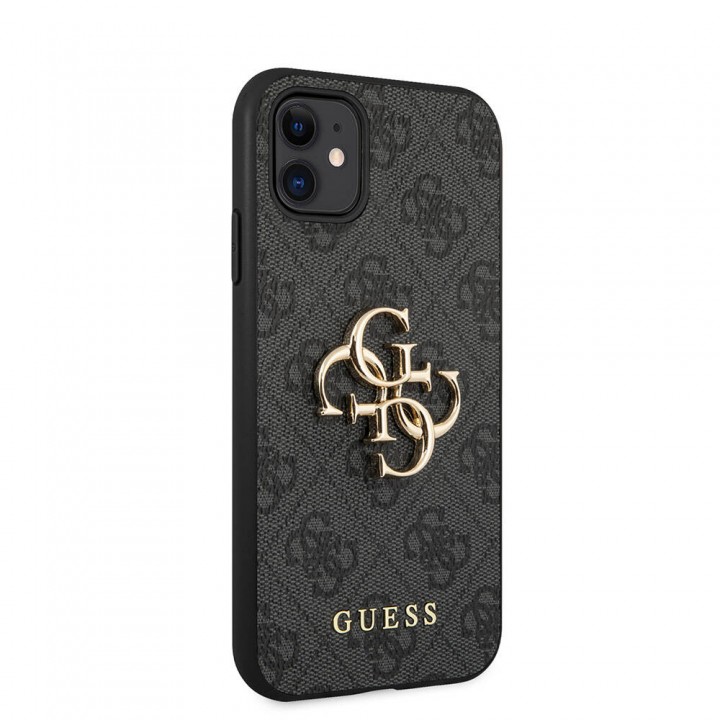 Apple iPhone 11 Kılıf Guess PU Deri Büyük Metal Logo Dizaynlı Kapak