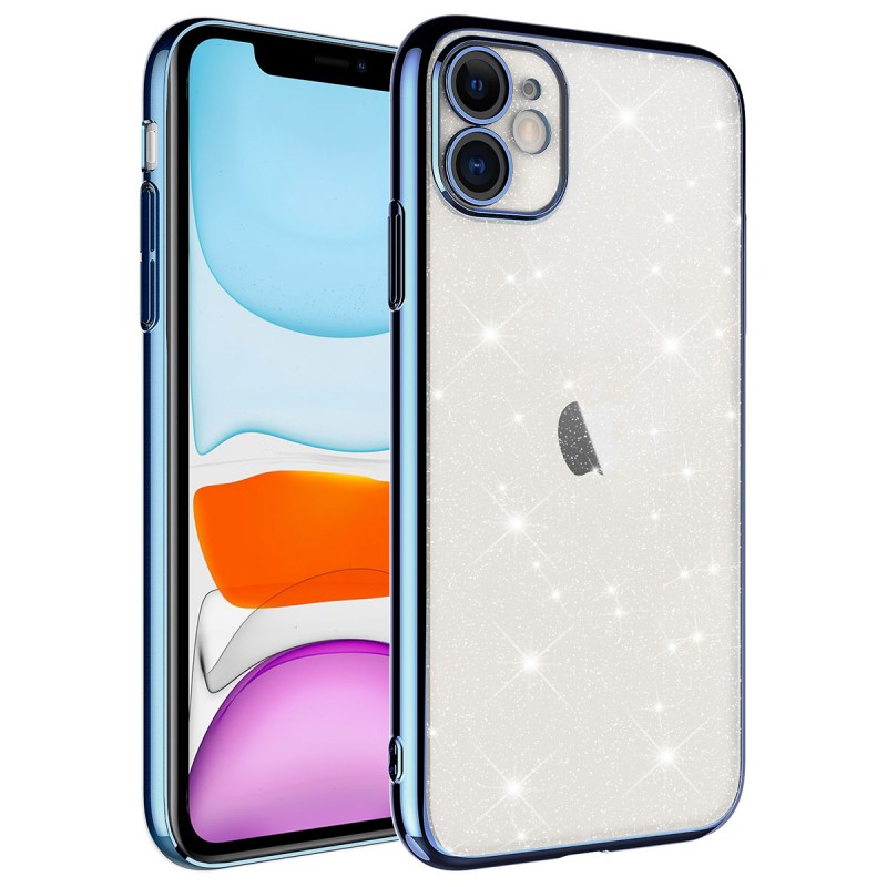 Bal-z Apple iPhone 11 Kılıf Kamera Korumalı Renkli Çerçeveli Simli  Garage Kapak