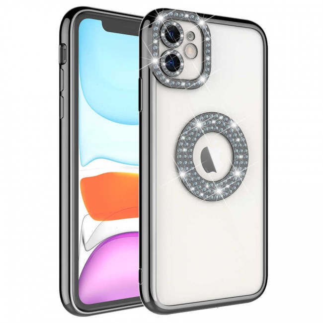Apple iPhone 11 Kılıf Kamera Korumalı Taş Süslemeli Arkası Şeffaf Zore Asya Kapak Apple iPhone 11 Kılıf Kamera Korumalı Taş Süslemeli Arkası Şeffaf Zore Asya Kapak