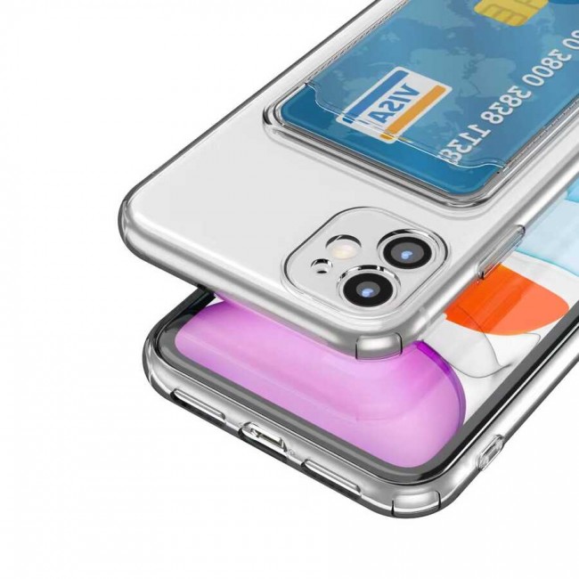 Apple iPhone 11 Kılıf Kartlıklı Şeffaf Zore Setra Clear Silikon Kapak Apple iPhone 11 Kılıf Kartlıklı Şeffaf Zore Setra Clear Silikon Kapak