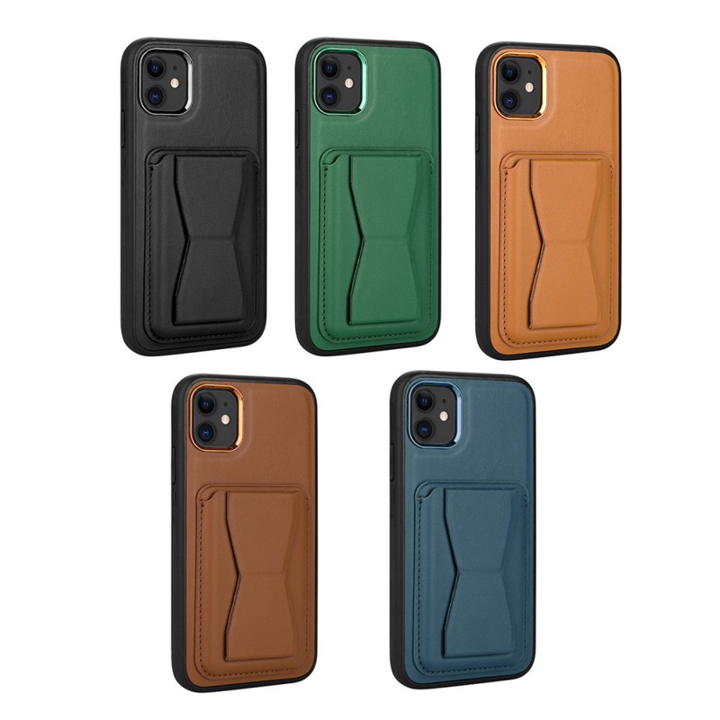Bal-z Apple iPhone 11 Kılıf Kartlıklı Standlı ​Pu Deri  Memo Kapak
