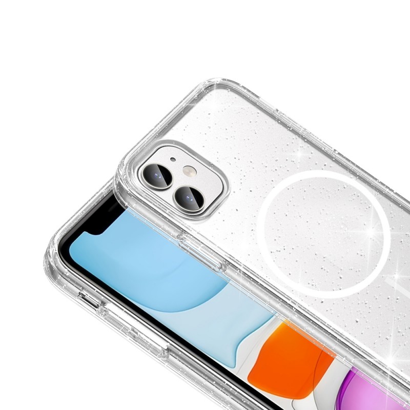 Bal-z Apple iPhone 11 Kılıf M-safe Şarj Özellikli Parlayan Simli Saydam Renkli  Maris Kapak