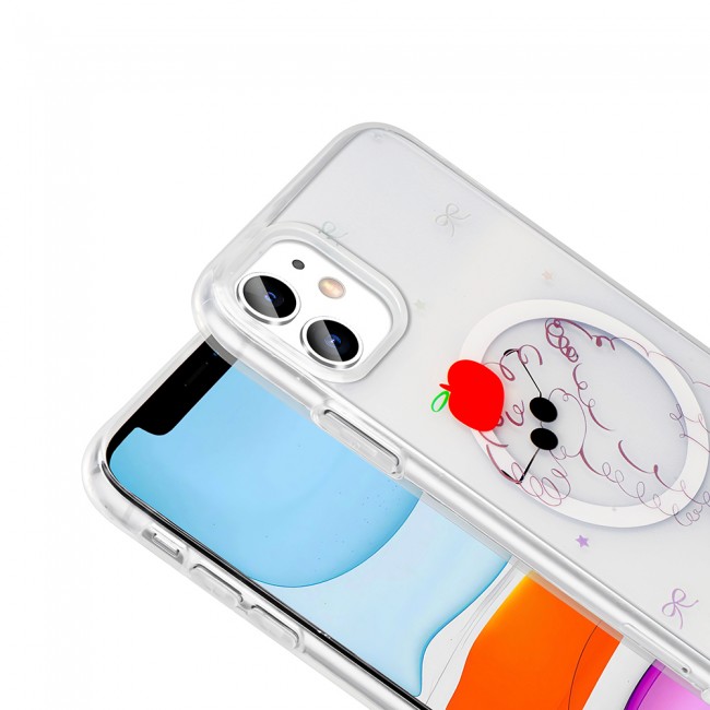Apple iPhone 11 Kılıf M-Safe Şarj Özellikli Şeffaf Zore Folk Sert Kapak Apple iPhone 11 Kılıf M-Safe Şarj Özellikli Şeffaf Zore Folk Sert Kapak
