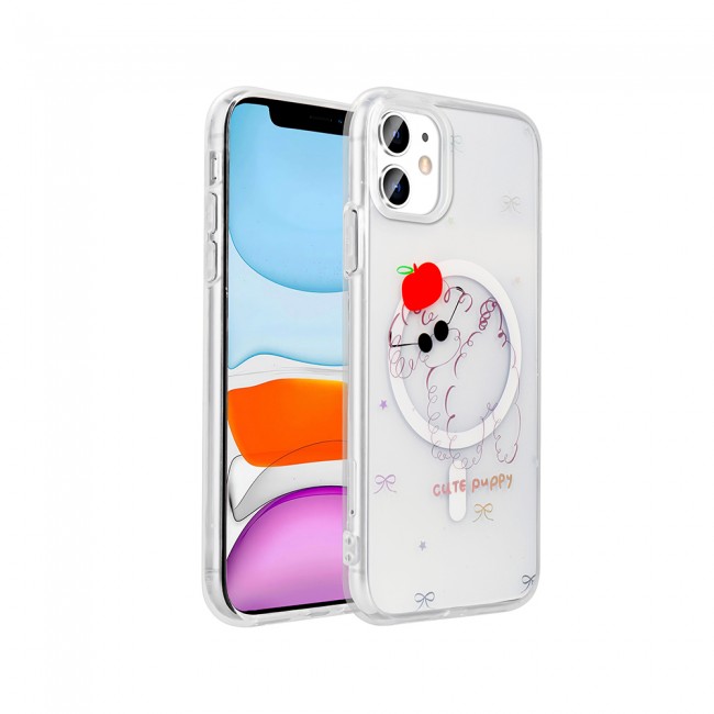Apple iPhone 11 Kılıf M-Safe Şarj Özellikli Şeffaf Zore Folk Sert Kapak Apple iPhone 11 Kılıf M-Safe Şarj Özellikli Şeffaf Zore Folk Sert Kapak