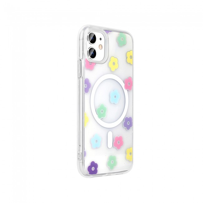 Apple iPhone 11 Kılıf M-Safe Şarj Özellikli Şeffaf Zore Folk Sert Kapak Apple iPhone 11 Kılıf M-Safe Şarj Özellikli Şeffaf Zore Folk Sert Kapak